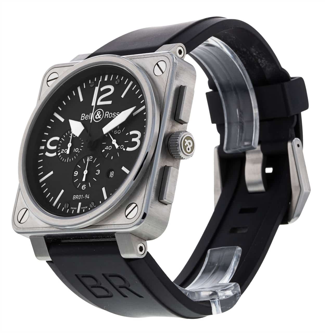 Pre Owned Bell and Ross BR01 94 Chronograph BR0194 BL ST Watch